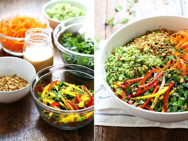 Chopped veggies in a mixing bowl.