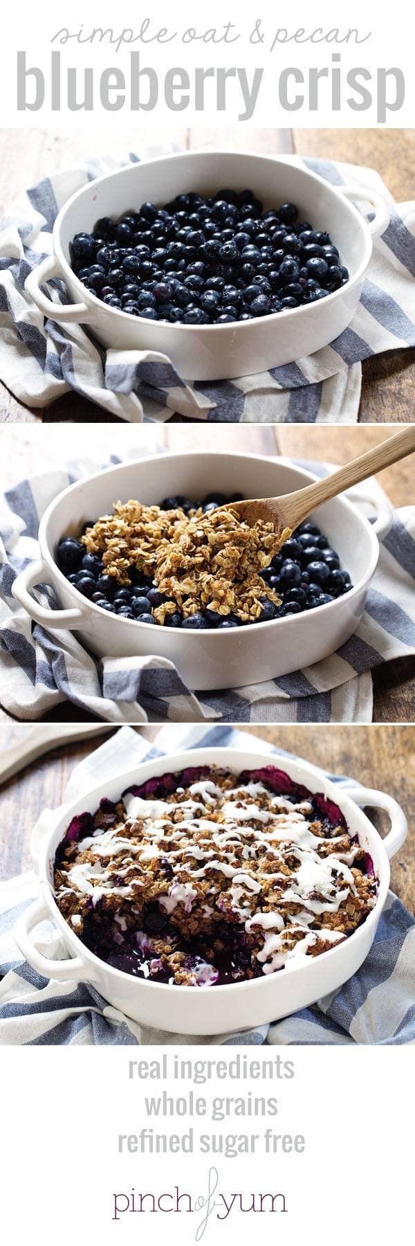 Simple Oat and Blueberry Crisp making process.