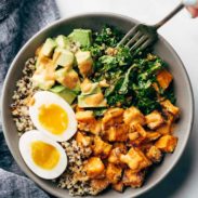 Chipotle tahini bowl with egg.