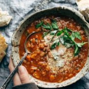 Instant pot Minestrone in a bowl.