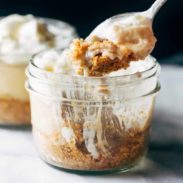 Mini banana cream pie in a jar.