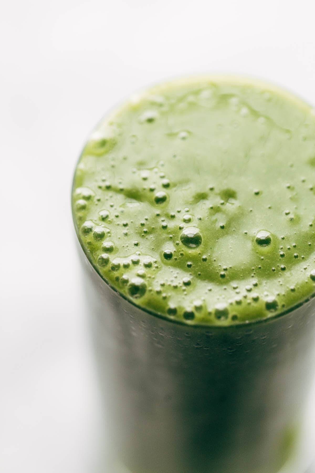 Green smoothie in glass.